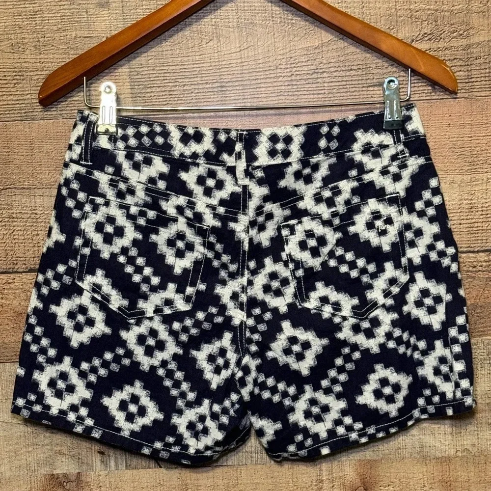 🌻 TWO by VINCE CAMUTO Linen Blend Navy Geometric Print Shorts Women's size 26/2
